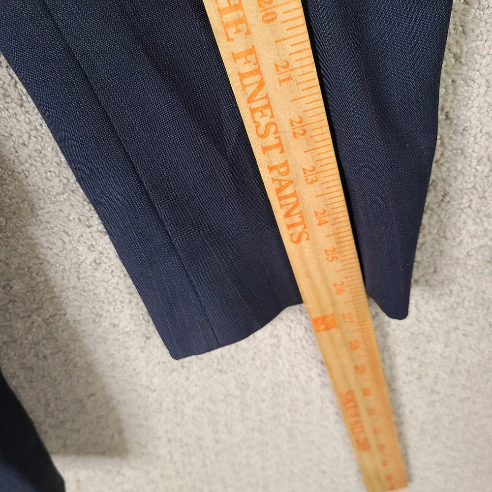 Towncraft Suit Mens 44L‎ Blue Red Striped Wool Blend 2 Piece Pants Pleated 35x34